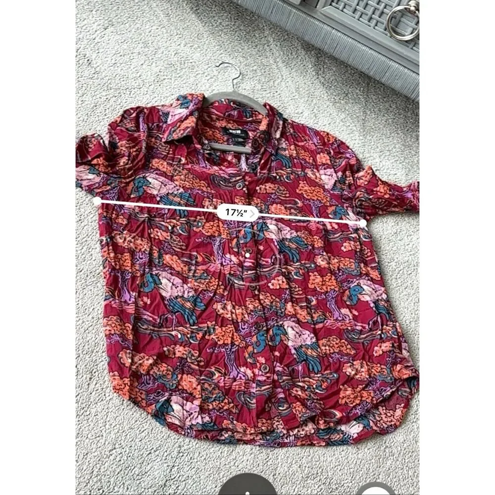NWOT Maeve by Anthropologie Darla Printed Button-Down Blouse | Vibrant Artistic